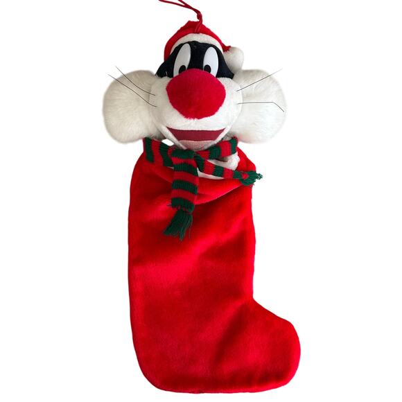 Vintage looney tunes Sylvester the Cat Christmas stocking Holiday decor plush - Picture 1 of 8